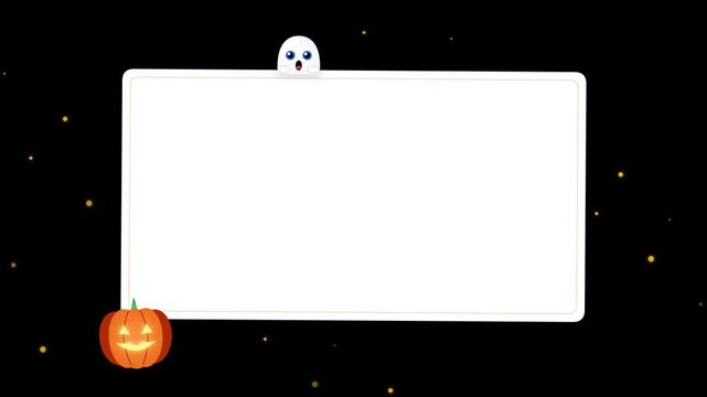 Halloween ghost and pumpkin frame for seasonal social media