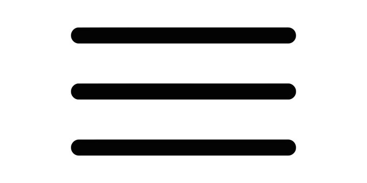 Black menu lines flat icon transparent background for mobile navigation ui.