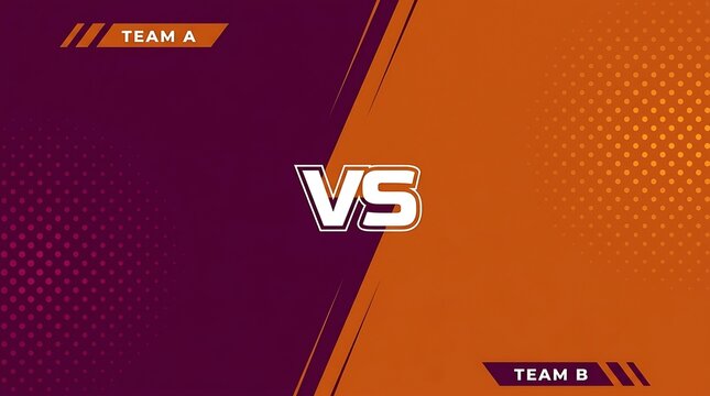 Team A Versus Team B Sports Banner Background In Orange And Maroon