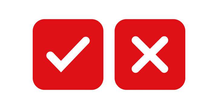 Red checkmark and cross mark icons for verification and cancel functions.
