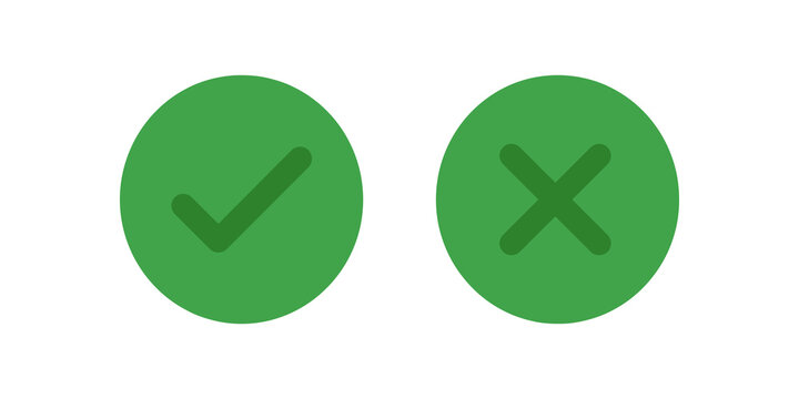 Green circle buttons with check and cross symbols for choice selection set.