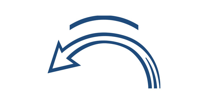 Blue curved back arrow icon representing return or undo action concept.