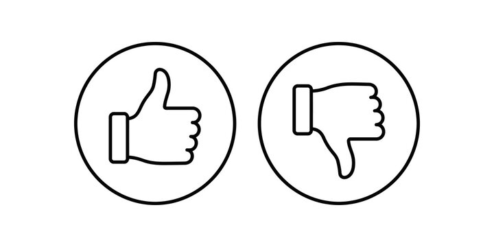 Thumbs up and thumbs down outline icons for feedback collection.