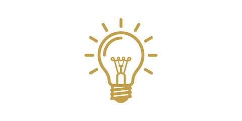 Golden lightbulb idea icon with rays symbolizing creativity energy. © zain