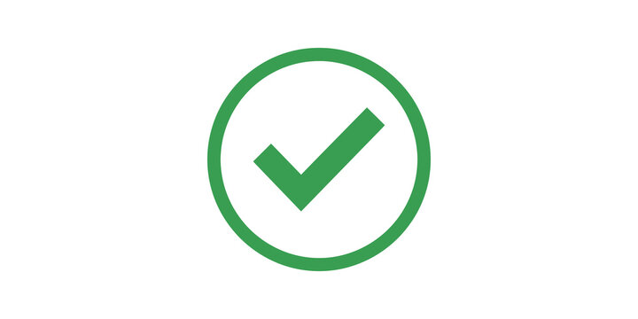 Green check mark inside a circle for success.