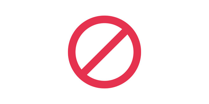 Red universal prohibition warning sign vector icon for restricted areas.