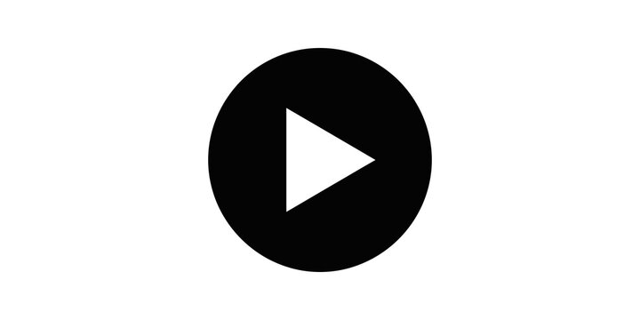 Black circle play button vector icon for media control interface use.