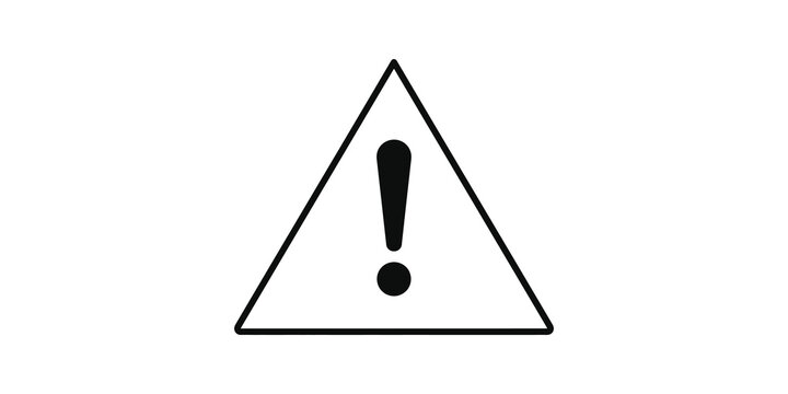 Black triangle warning sign with exclamation point icon for caution.