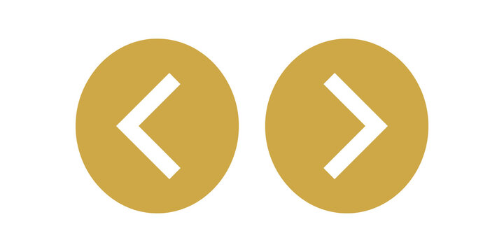 Gold directional arrows circles gold left and right navigation icons for UI.