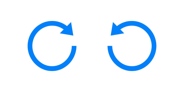 Two circular rotation arrows blue synchronization and refresh symbol set.