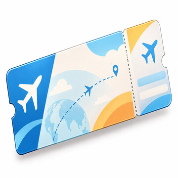 Airline Boarding Pass and Flight Ticket Cartoon Illustration