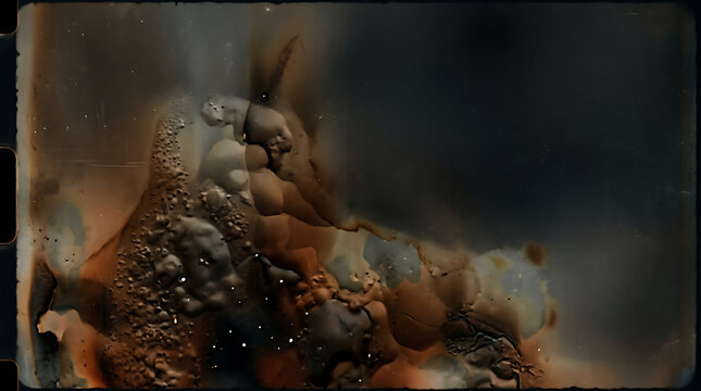 Abstract film burn texture with charcoal light leak and vintage cinematic film grain overlay