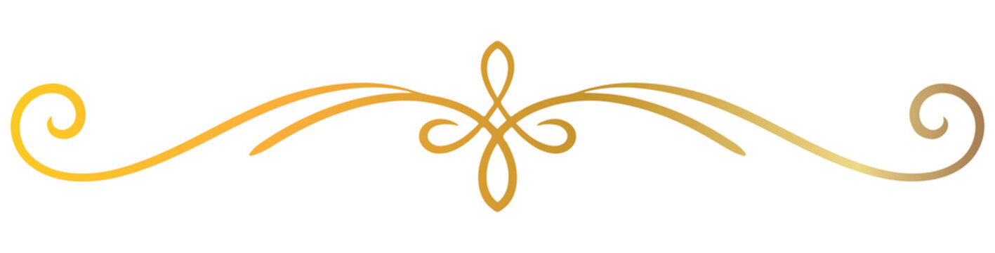 Decorative golden calligraphic scroll with floral accent golden flourish ornamental line vintage divider floral ornament swirly design gold border graphic element