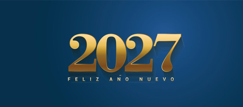 &iexcl;Feliz A&ntilde;o Nuevo 2027! Tarjeta de felicitaci&oacute;n de celebraci&oacute;n con fuegos artificiales y fondo abstracto.