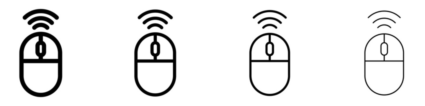 Wireless mouse line icon for computer technology