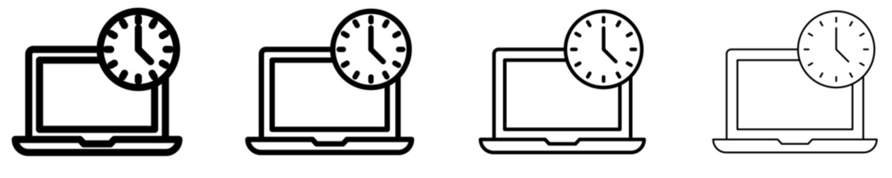 Laptop with clock line icon for time management