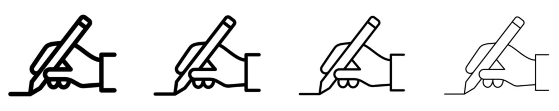 Hand writing with pen line icon for education