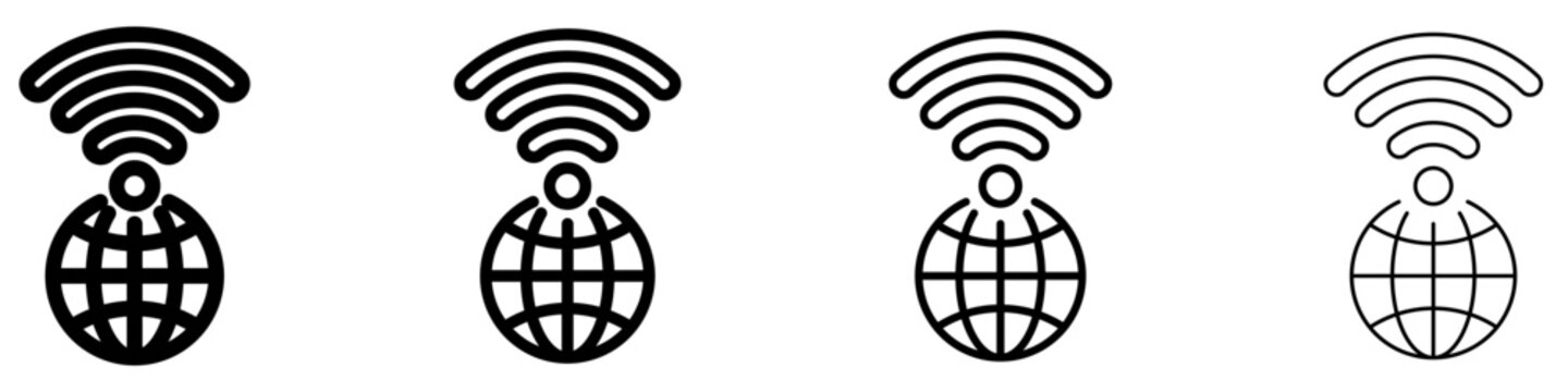 Global WiFi network mixed icon for internet connectivity
