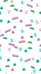 Tropical island pattern with palm trees and hills © mamas