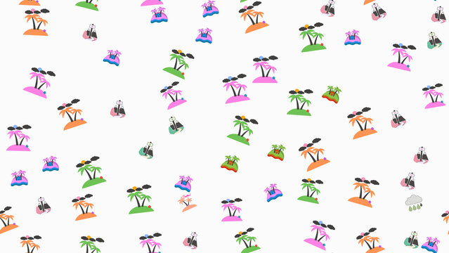 Stylized Tropical Islands and Palm Trees Pattern