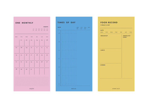 3 set study time table, weekly plan, food record planner. Start today!	