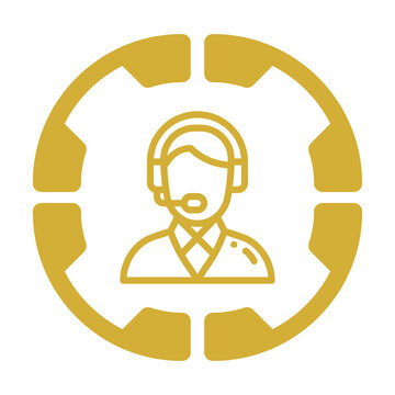 Gold Call Center Agent Icon Isolated on Transparent Background PNG Customer Support Service Symbol