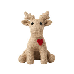 Burlap reindeer plush toy with red heart © นายณัฐวัตร เพชรสมบัต