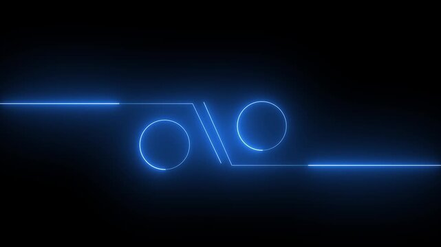 Animation of glowing neon versus text .neon lines and black background,