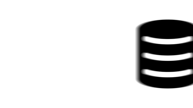 Animation set, database symbol. Animations: transparency, zooms, transition top to down, transition left to right, slide up to down, slide left to right