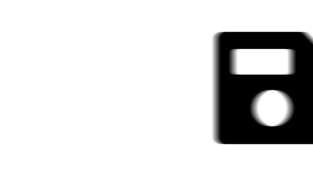 Animation set, floppy disk symbol. Animations: transparency, zooms, transition top to down, transition left to right, slide up to down, slide left to right