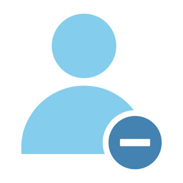 Blue user minus icon for removing contact from social network