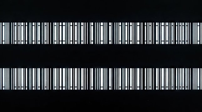 Abstract white barcode lines on black background.