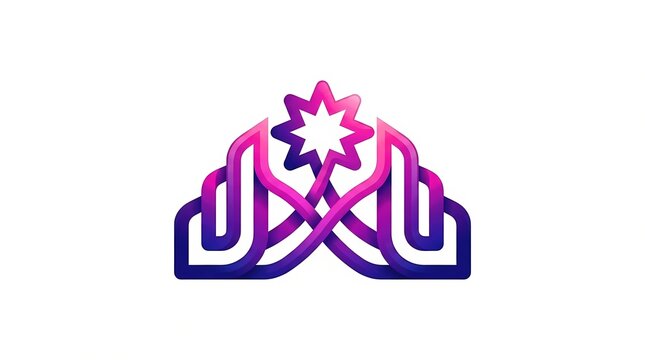 Abstract geometric crown logo with star element in purple and pink gradient