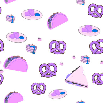 Seamless pattern of pastel food illustrations