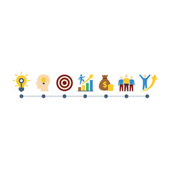 Fototapeta premium Business goals and strategy icons in a row
