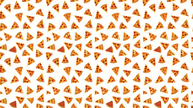Seamless pattern with many small pizza slices
