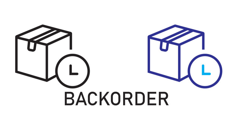 Backorder concept icon showing a cardboard box with an l symbol for warehouse stock management stock status logistics