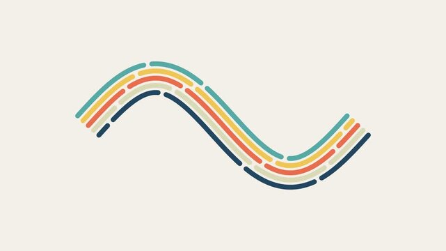 Flowing Ribbon Shape with Multicolored Dashed Segments