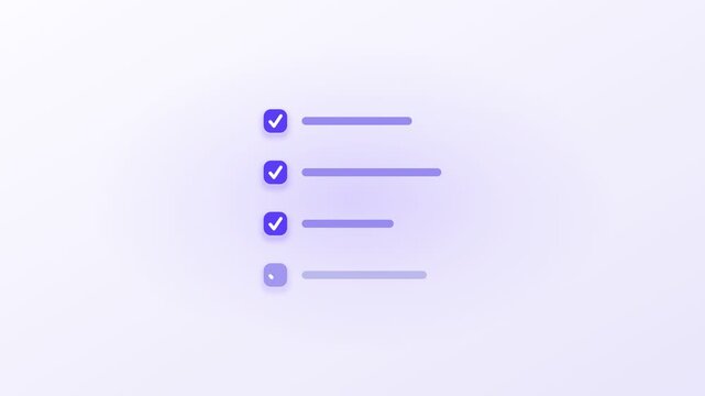 Digital Task List Interface with Checkmark Progress