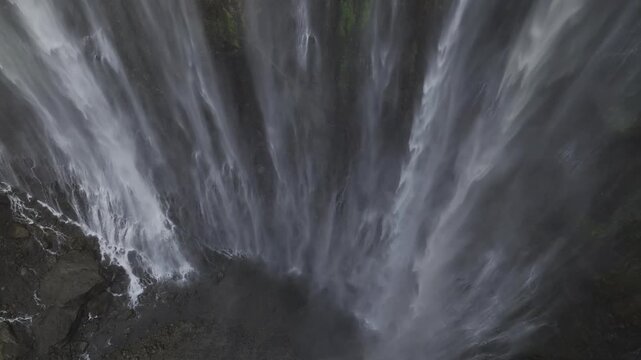 Aerial view of the natural landscape of Tumpak Sewu Waterfall in Java, Indonesia