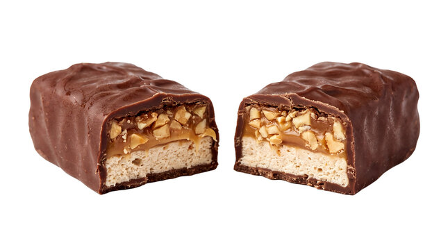 Chocolate Caramel Nut Candy Bar Isolated on Transparent Background