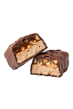 Chocolate Caramel Nut Candy Bar Isolated on Transparent Background