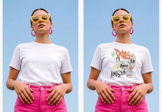 Summer Model T-shirt Mockup