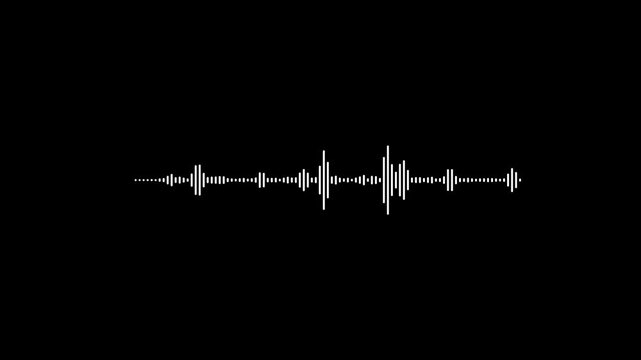 White audio sound wave visualization on a black background