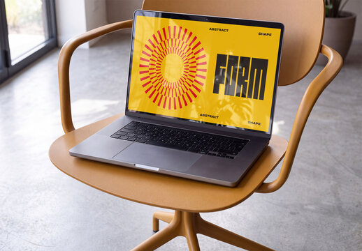 Mockup of a Laptop on Chair