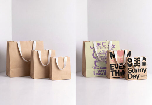 Mockup of Kraft Paper Bags