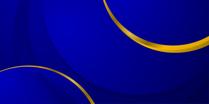 blue background luxury golden line wave premium business banner design