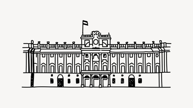 Royal Palace of Madrids Spain line art illustration isolated background