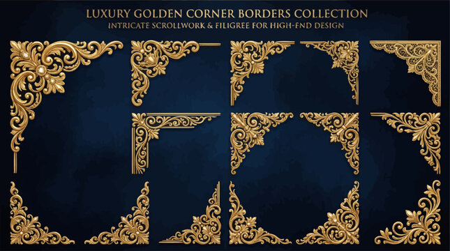 Luxury Golden Corner Border Collection Vector Design
