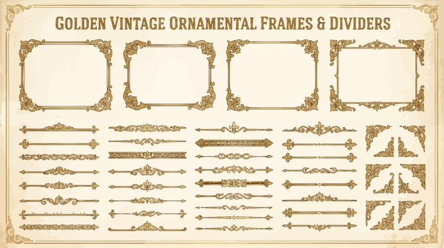 Golden Vintage Line Divider and Frame Set